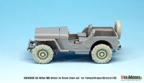 DEFモデル DW30036 1/35 アメリカ ウィリス MB ホイール /w スノーチェーンセット (タミヤ/ドラゴン/ブロンコ1/35スケール用)