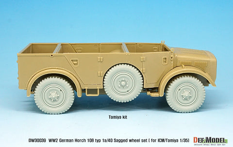 DEFモデル DW30039 1/35 ドイツ ホルヒ 108 typ 1a/40 自重変形ホイールセット (ICM/タミヤ1/35スケール用)