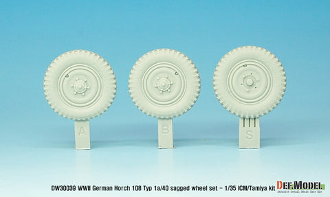 DEFモデル DW30039 1/35 ドイツ ホルヒ 108 typ 1a/40 自重変形ホイールセット (ICM/タミヤ1/35スケール用)