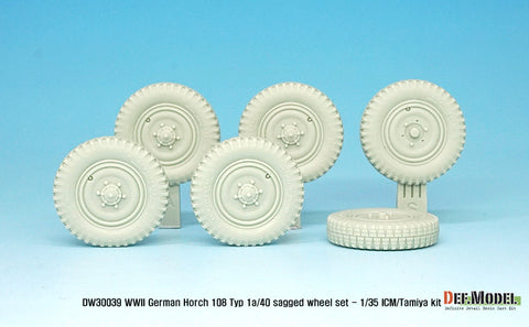 DEFモデル DW30039 1/35 ドイツ ホルヒ 108 typ 1a/40 自重変形ホイールセット (ICM/タミヤ1/35スケール用)