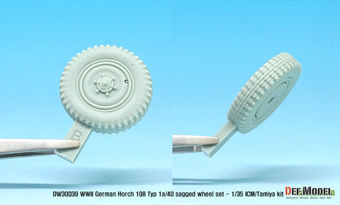 DEFモデル DW30039 1/35 ドイツ ホルヒ 108 typ 1a/40 自重変形ホイールセット (ICM/タミヤ1/35スケール用)