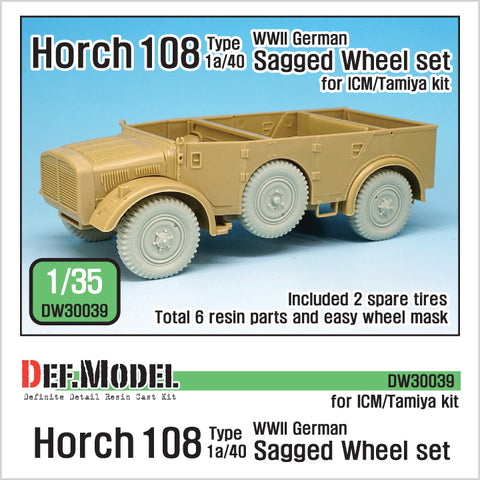 DEFモデル DW30039 1/35 ドイツ ホルヒ 108 typ 1a/40 自重変形ホイールセット (ICM/タミヤ1/35スケール用)
