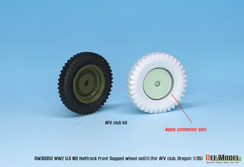 DEFモデル DW30050 1/35 アメリカ M2/M3/M16 ハーフトラック 自重変形フロントホイールセット (1)(AFVクラブ, ドラゴン1/35スケール用)