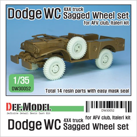 DEFモデル DW30052 1/35 WWII アメリカ ダッジ WC 4X4 自重変形ホイールセット (AFVクラブ, イタレリ1/35スケール用)