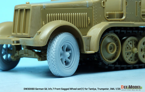DEFモデル DW30060 1/35 WWII ドイツ Sd.kfz.7 自重変形フロントホイールセット (1) (タミヤ, トランぺッター, DML1/35スケール用)