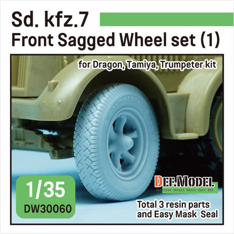 DEFモデル DW30060 1/35 WWII ドイツ Sd.kfz.7 自重変形フロントホイールセット (1) (タミヤ, トランぺッター, DML1/35スケール用)