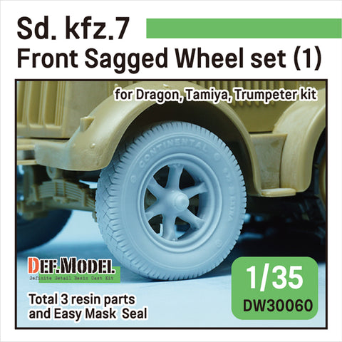 DEFモデル DW30060 1/35 WWII ドイツ Sd.kfz.7 自重変形フロントホイールセット (1) (タミヤ, トランぺッター, DML1/35スケール用)