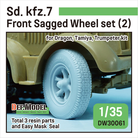 DEFモデル DW30061 1/35 WWII ドイツ Sd.kfz.7 自重変形フロントホイールセット (2) (タミヤ, トランぺッター, DML1/35スケール用)