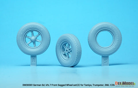 DEFモデル DW30061 1/35 WWII ドイツ Sd.kfz.7 自重変形フロントホイールセット (2) (タミヤ, トランぺッター, DML1/35スケール用)