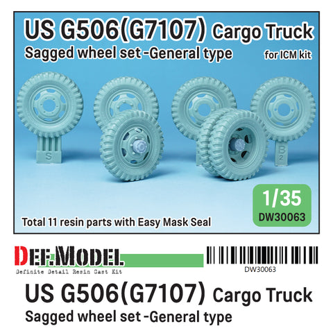 DEFモデル DW30063 1/35 アメリカ G7107(G506) カーゴトラック 一般型 ホイールセット (ICM1/35スケール用)