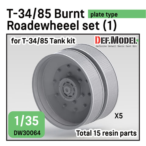 DEFモデル DW30064 1/35 T-34/85 焼け焦げ型 ロードホイールセット- 5輪付属 (T-34/85キット1/35スケール用)