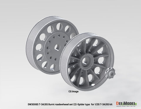 DEFモデル DW30065 1/35 T-34/85 焼失したスパーダー型 ロードホイールセット- 5輪付属 (T-34/85キット1/35スケール用)