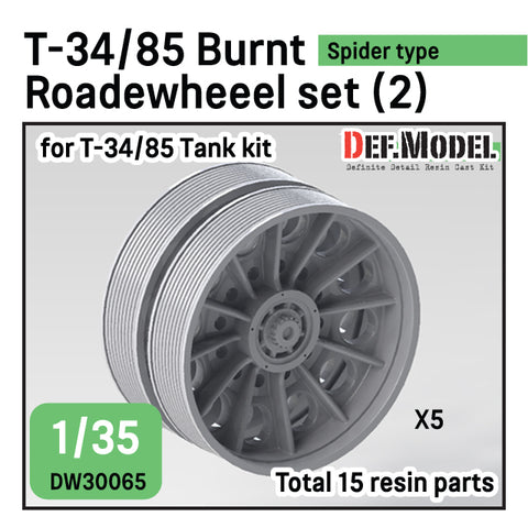 DEFモデル DW30065 1/35 T-34/85 焼失したスパーダー型 ロードホイールセット- 5輪付属 (T-34/85キット1/35スケール用)