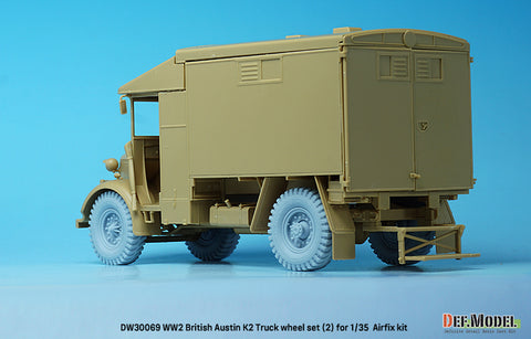 DEFモデル DW30069 1/35 WWII イギリス オースティン K2 トラック ホイールセット (2) -インディア (エアフィックス1/35スケール用)