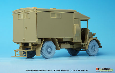 DEFモデル DW30069 1/35 WWII イギリス オースティン K2 トラック ホイールセット (2) -インディア (エアフィックス1/35スケール用)
