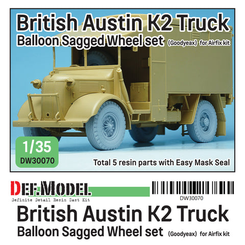 DEFモデル DW30070 1/35 WWII イギリス オースティン K2 トラック バルーンホイールセット -グッドイヤー (エアフィックス1/35スケール用)
