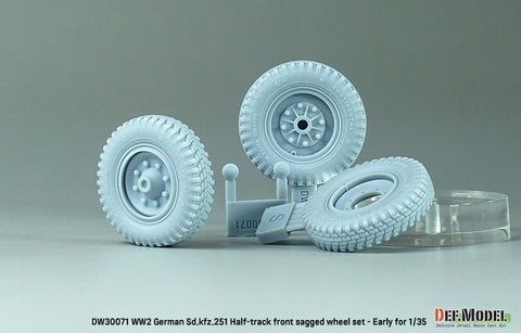 DEFモデル DW30071 1/35 WWII ドイツ Sd.kfz.251 ハーフトラック 自重変形フロントホイールセット - 初期型 (1/35 Sd.kfz.251用)