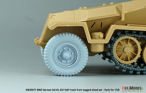 DEFモデル DW30071 1/35 WWII ドイツ Sd.kfz.251 ハーフトラック 自重変形フロントホイールセット - 初期型 (1/35 Sd.kfz.251用)
