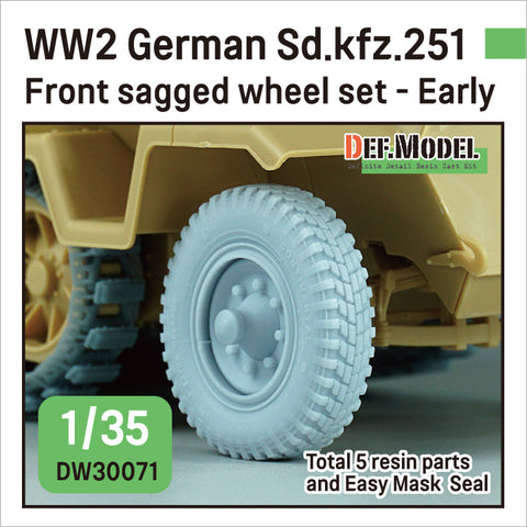 DEFモデル DW30071 1/35 WWII ドイツ Sd.kfz.251 ハーフトラック 自重変形フロントホイールセット - 初期型 (1/35 Sd.kfz.251用)