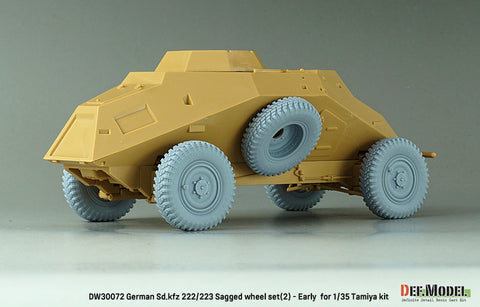 DEFモデル DW30072 1/35 WWII ドイツ Sd.kfz 222/223 自重変形ホイールセット(2) - 初期型 (タミヤ1/35スケール用)