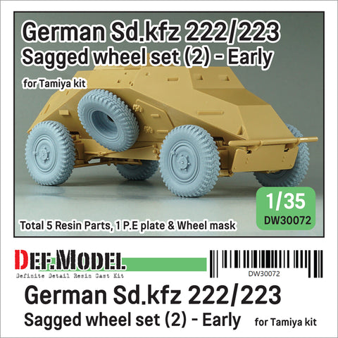 DEFモデル DW30072 1/35 WWII ドイツ Sd.kfz 222/223 自重変形ホイールセット(2) - 初期型 (タミヤ1/35スケール用)