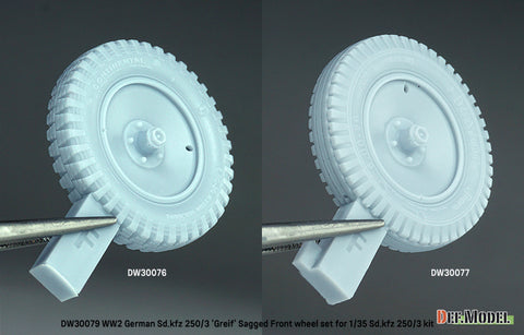 DEFモデル DW30079 1/35 WWII ドイツ SD.Kfz 250/3 'グライフ' 自重変形ホイールセット - (1/35 Sd.kfz 250 グライフ用)