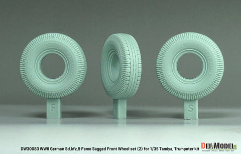 DEFモデル DW30083 1/35 WWII ドイツ Sd.Kfz.9 ファモ フロントホイールセット (2) - ドイツのダンロップ (タミヤ, トランぺッター1/35スケール用)