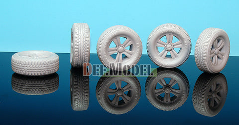 DEFモデル DW35021 1/35 現用 ピックアップトラック 自重変形タイヤセット(モンモデルVS-001/002用)(4個+スペアタイヤ1個入り,マスキングシール付き)