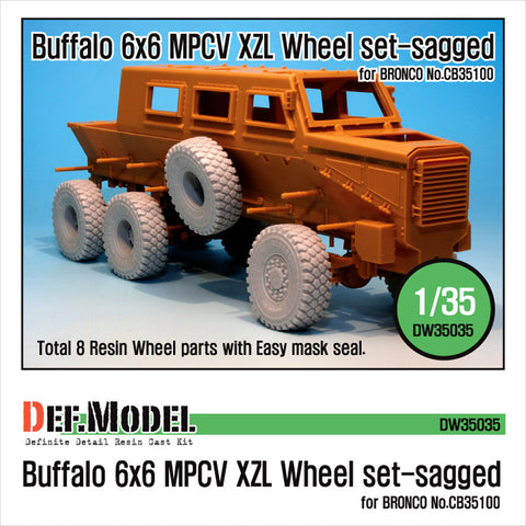 DEFモデル DW35035 1/35 現用 アメリカ バッファローMPCV 地雷除去車両 自重変形タイヤセット(ミシュランXZL)(ブロンコ CB35100用)(フロントタイヤ2個,リアタイヤ2種各2個+スペアタイヤ2個入り,マスキングシール付き)