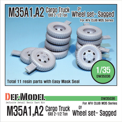DEFモデル DW35036 1/35 現用 アメリカ M35A1,A2 トラック 自重変形タイヤセット(グッドイヤー)(AFVクラブ用)(10個+スペアタイヤ1個入り,マスキングシール付き)