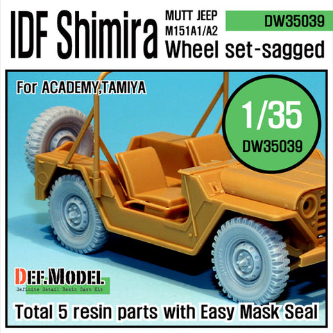 DEFモデル DW35039 1/35 現用 イスラエル M151 シミラ 小型四輪駆動車 自重変形タイヤセット(タミヤ/アカデミー用)(4個+スペアタイヤ1個入り,マスキングシール付き)