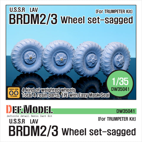 DEFモデル DW35041 1/35 現用 ソビエト/ロシア BRDM-2/3 偵察戦闘車 自重変形タイヤセット(トランペッター用)(2種各2個入り,マスキングシール付き)