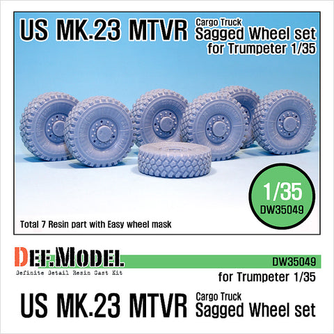 DEFモデル DW35049 1/35 現用 アメリカ Mk.23 MTVR 汎用トラック 自重変形タイヤセット(トランペッター用)(3種各2個+スペアタイヤ1個入り,マスキングシール付き)