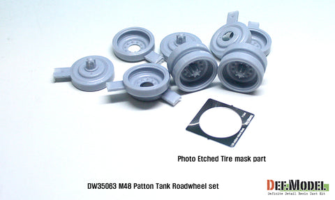 DEFモデル DW35063 1/35 現用 アメリカ M48 戦車 転輪セット(M47(イタレリ)/M48/M60/M88(AFVクラブ) に対応)(14セット入り,マスキングテンプレート付き)