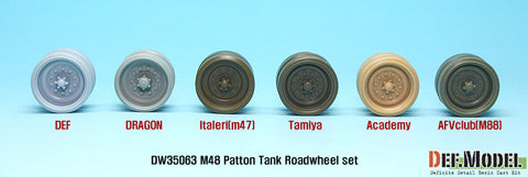 DEFモデル DW35063 1/35 現用 アメリカ M48 戦車 転輪セット(M47(イタレリ)/M48/M60/M88(AFVクラブ) に対応)(14セット入り,マスキングテンプレート付き)