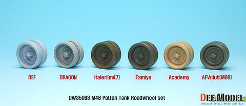 DEFモデル DW35063 1/35 現用 アメリカ M48 戦車 転輪セット(M47(イタレリ)/M48/M60/M88(AFVクラブ) に対応)(14セット入り,マスキングテンプレート付き)