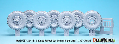 DEFモデル DW35067 1/35 現用 ソビエト/ロシア ZIL-131 トラック 自重変形タイヤセット(ICM用)(6種各1個+スペアタイヤ1個入り,マスキングシール付き)(フロントグリル修正パーツ付き)