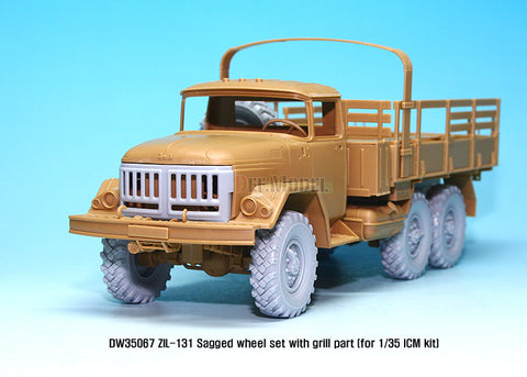 DEFモデル DW35067 1/35 現用 ソビエト/ロシア ZIL-131 トラック 自重変形タイヤセット(ICM用)(6種各1個+スペアタイヤ1個入り,マスキングシール付き)(フロントグリル修正パーツ付き)