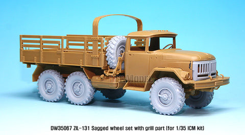 DEFモデル DW35067 1/35 現用 ソビエト/ロシア ZIL-131 トラック 自重変形タイヤセット(ICM用)(6種各1個+スペアタイヤ1個入り,マスキングシール付き)(フロントグリル修正パーツ付き)
