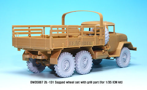 DEFモデル DW35067 1/35 現用 ソビエト/ロシア ZIL-131 トラック 自重変形タイヤセット(ICM用)(6種各1個+スペアタイヤ1個入り,マスキングシール付き)(フロントグリル修正パーツ付き)