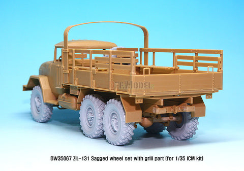 DEFモデル DW35067 1/35 現用 ソビエト/ロシア ZIL-131 トラック 自重変形タイヤセット(ICM用)(6種各1個+スペアタイヤ1個入り,マスキングシール付き)(フロントグリル修正パーツ付き)