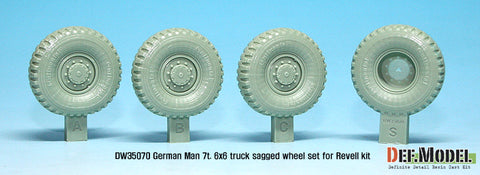 DEFモデル DW35070 1/35 現用 ドイツ MAN 7t. 軍用トラック 自重変形タイヤセット(レベル用)(3種各2個+スペアタイヤ1個入り,マスキングシール付き)