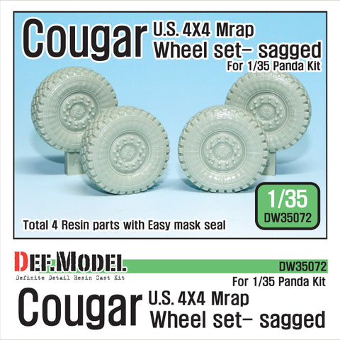 DEFモデル DW35072 1/35 現用 アメリカ クーガー 4X4 MRAP 自重変形タイヤセット(パンダホビー用)(2種各2個入り,マスキングシール付き)