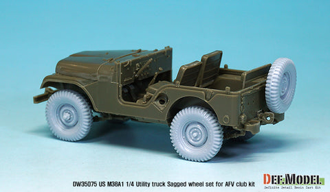 DEFモデル DW35075 1/35 現用 アメリカ M38A1 小型四輪車 自重変形タイヤセット(AFVクラブ/スカイボウ用)(4個+スペアタイヤ1個入り,マスキングシール付き)