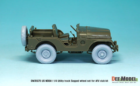 DEFモデル DW35075 1/35 現用 アメリカ M38A1 小型四輪車 自重変形タイヤセット(AFVクラブ/スカイボウ用)(4個+スペアタイヤ1個入り,マスキングシール付き)