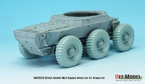 DEFモデル DW35079 1/35 現用 イギリス サラディンMk.II 装甲車 自重変形タイヤセット(ドラゴン用)(3種各2個,マスキングシール付き)