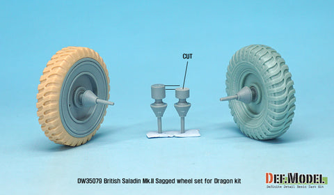 DEFモデル DW35079 1/35 現用 イギリス サラディンMk.II 装甲車 自重変形タイヤセット(ドラゴン用)(3種各2個,マスキングシール付き)