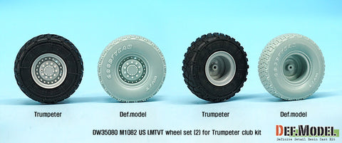 DEFモデル DW35080 1/35 現用 アメリカ M1082 トレーラー 自重変形タイヤセット(2)(グッドイヤー MV/T)(トランペッター用)(2個入り,マスキングシール付)