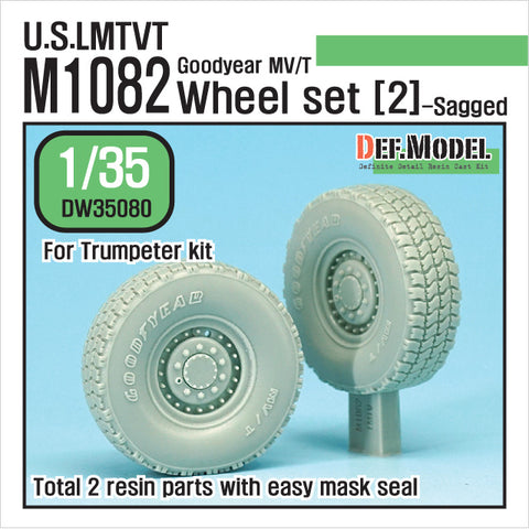 DEFモデル DW35080 1/35 現用 アメリカ M1082 トレーラー 自重変形タイヤセット(2)(グッドイヤー MV/T)(トランペッター用)(2個入り,マスキングシール付)