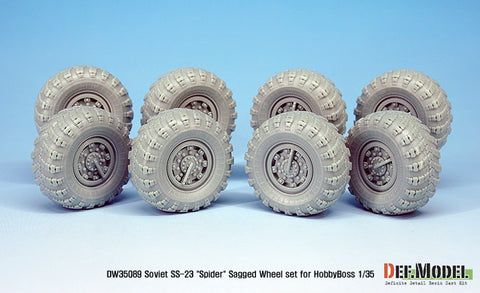 DEFモデル DW35089 1/35 現用 ソビエト/ロシア SS-23 スパイダー 戦術弾道ミサイル自走砲 自重変形タイヤセット(ホビーボス用)(4種各2個,マスキングシール付き)